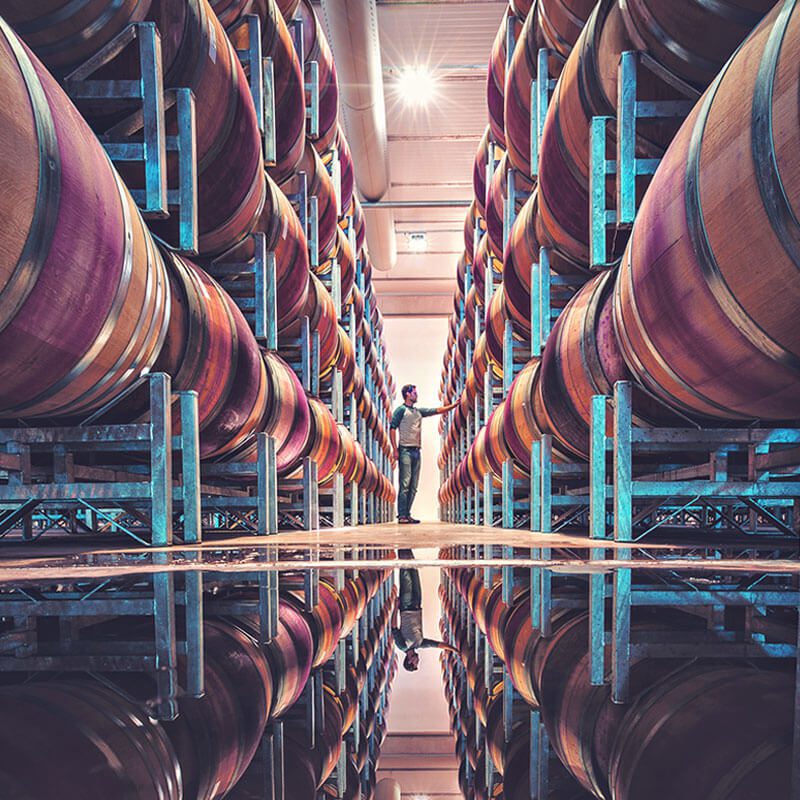 Wine Barrels in Barrel Hall